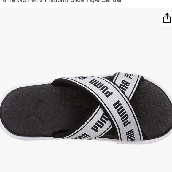 PUMA Logo Criss-Cross Black White  Tape Platform Slide Sandals New - Picture 7 of 14